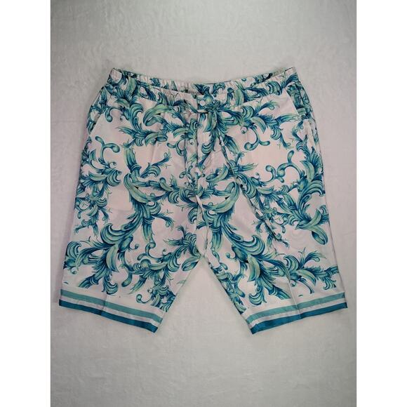 Cigar Couture 44W 13.5L Blue/Teal Baroque Elastic Waist Drawstring Shorts - Picture 1 of 12